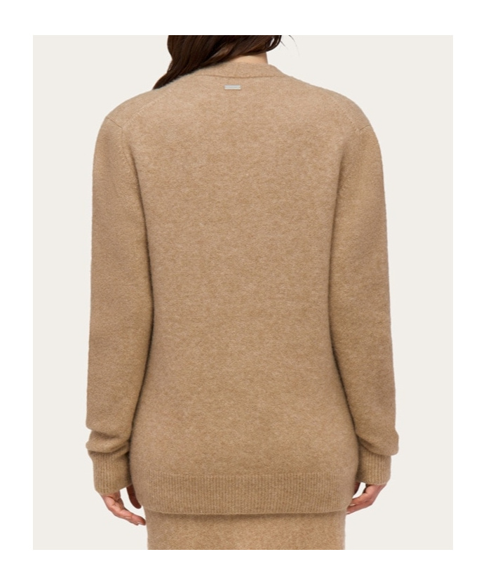 Ferragamo Oversize Wool And Alpaca Cardigan In Brown