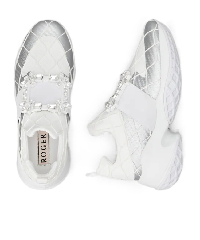 Roger Vivier Viv Run Strass Technical In White