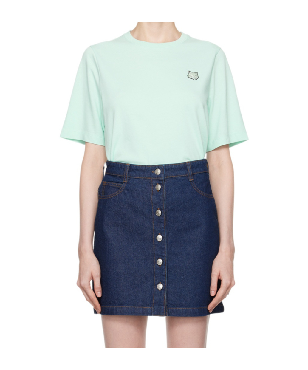 Maison Kitsuné Green Bold Fox Head Patch Comfort T-shirt In Blue