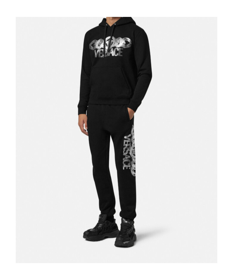 Versace Logo-print Track Pants In Black