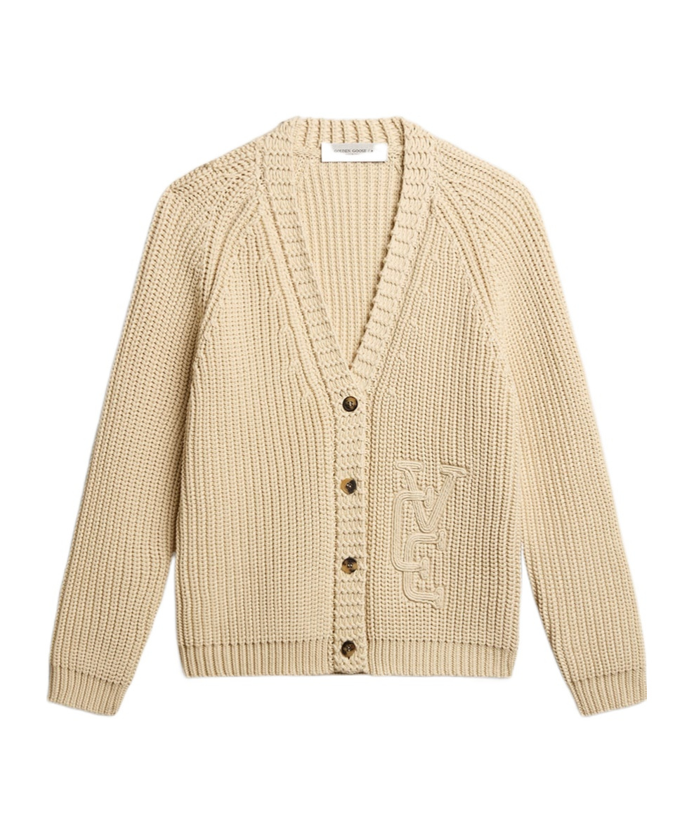 Golden Goose Oversize Cotton Cardigan Raglan Sleeves In Nude