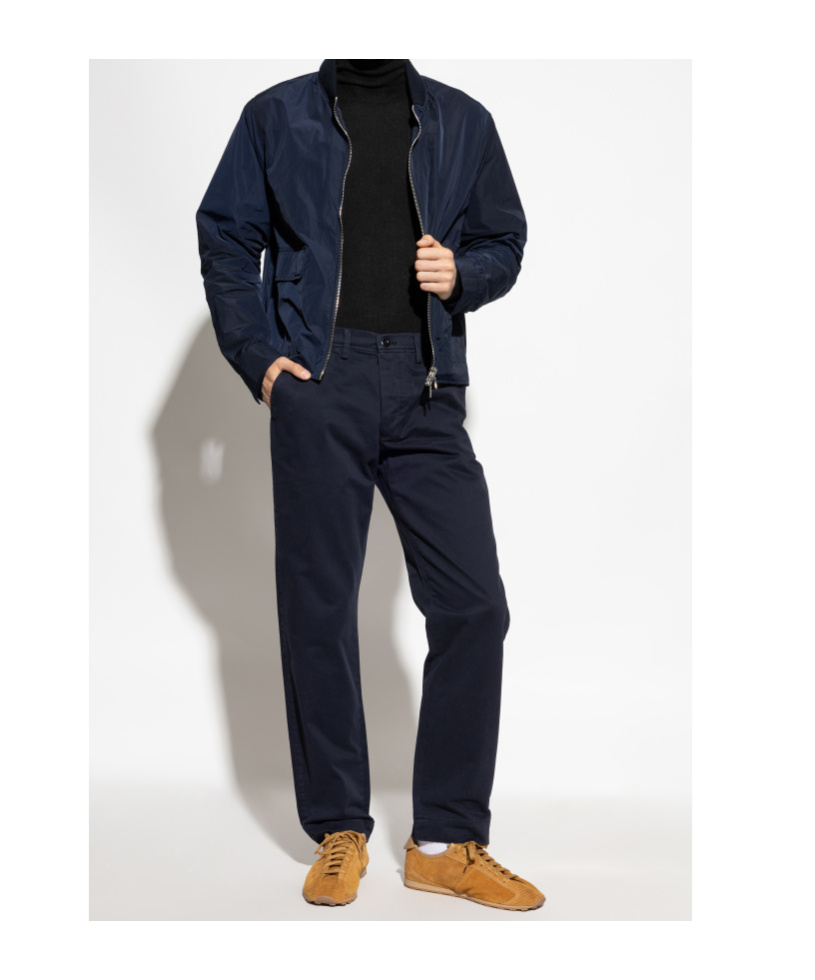 Officine Generale Belt Loop Casual Pants In Blue