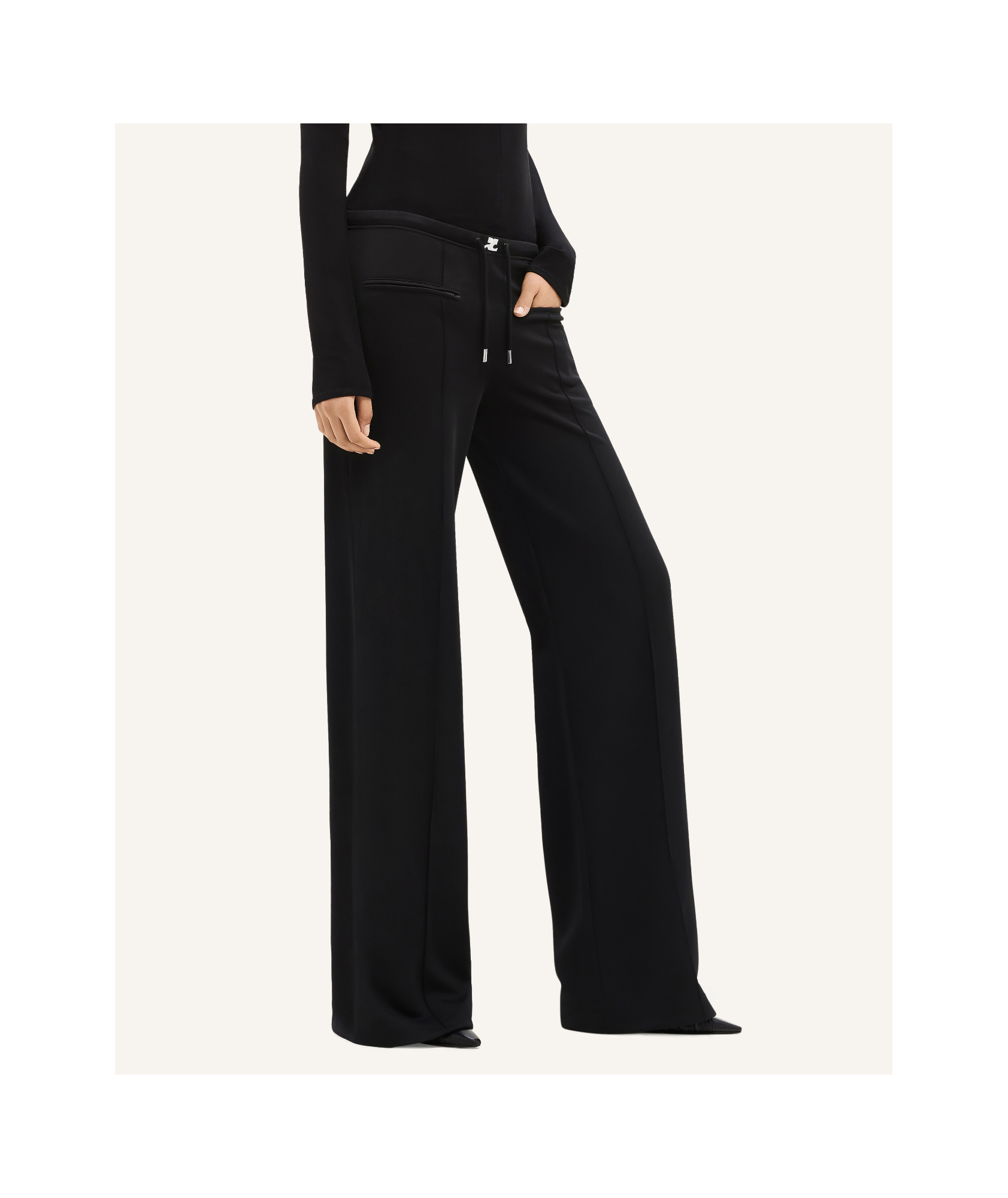 Shop Courrèges Tracksuit Interlock Low-rise Baggy Pants In Black