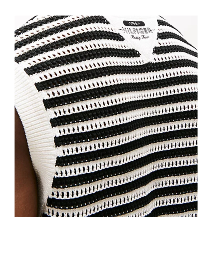 Tommy Hilfiger Sleeveless Crew Neck Striped Knitwear In Black