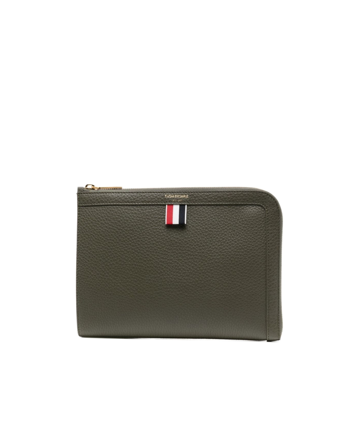 Thom Browne Mini Gusset Clutch Bag In Green