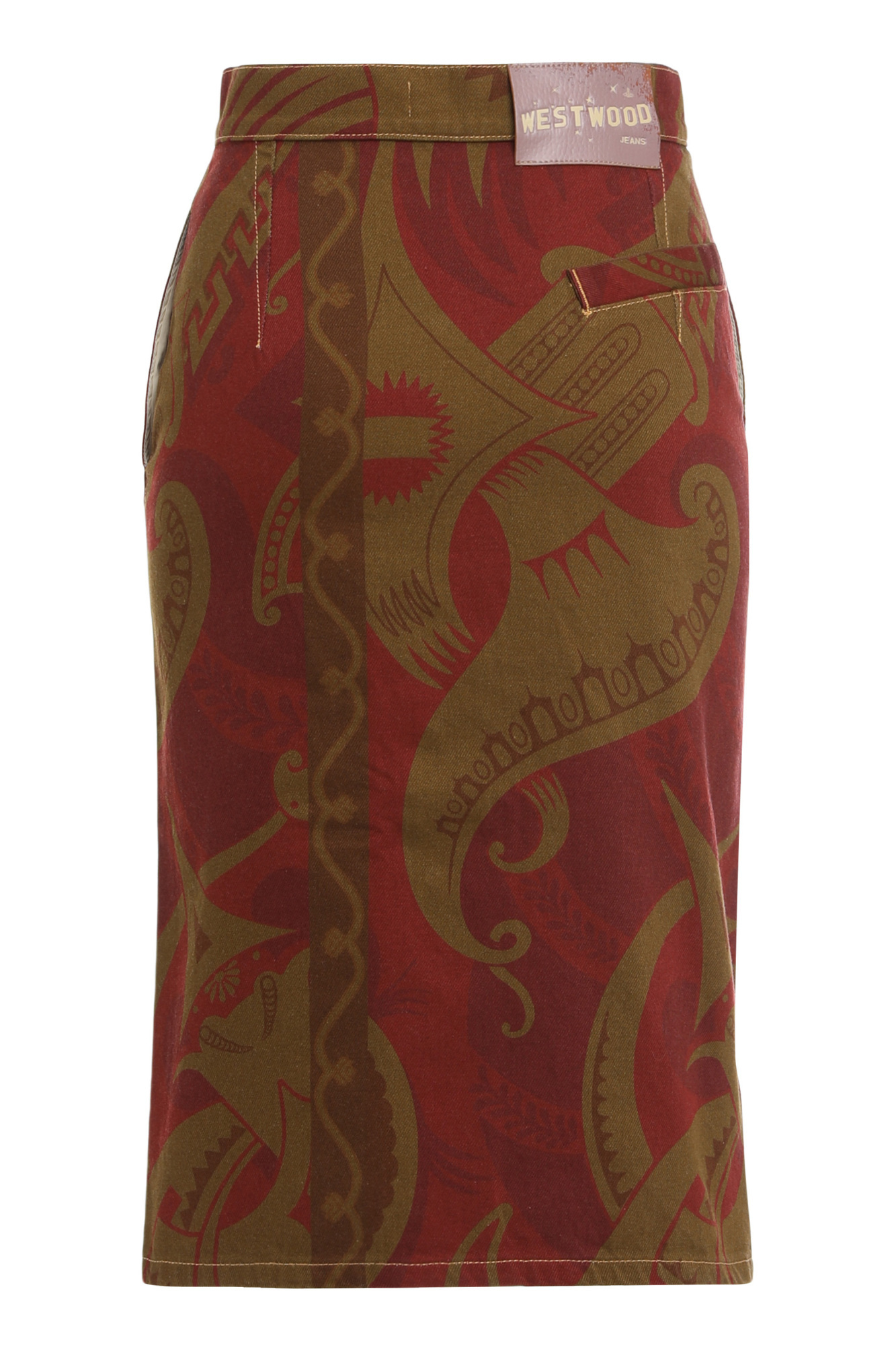 Vivienne Westwood High Waist Midi Skirt Printed Cotton In Brown