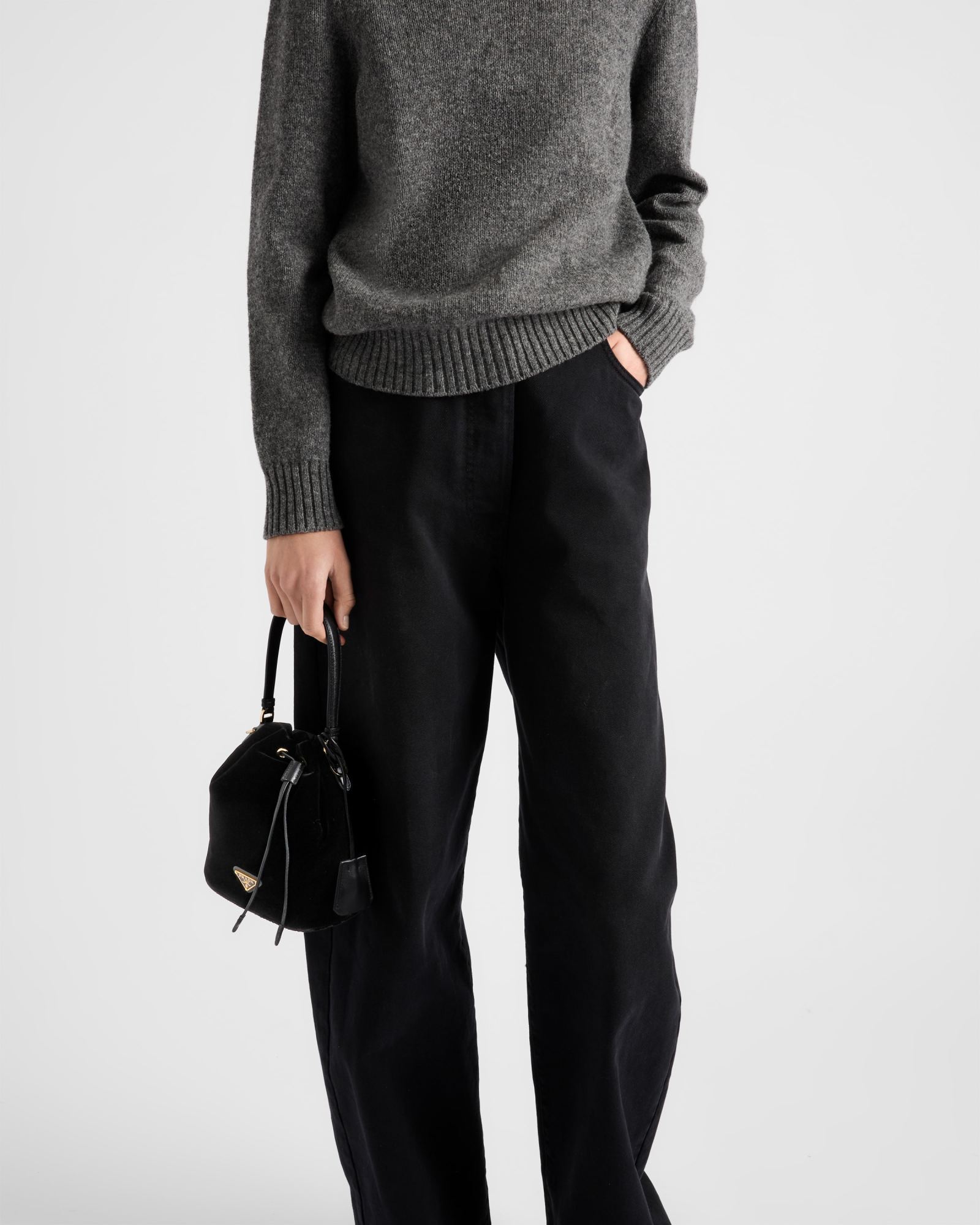 Prada Straight-leg Belted Pants In Black