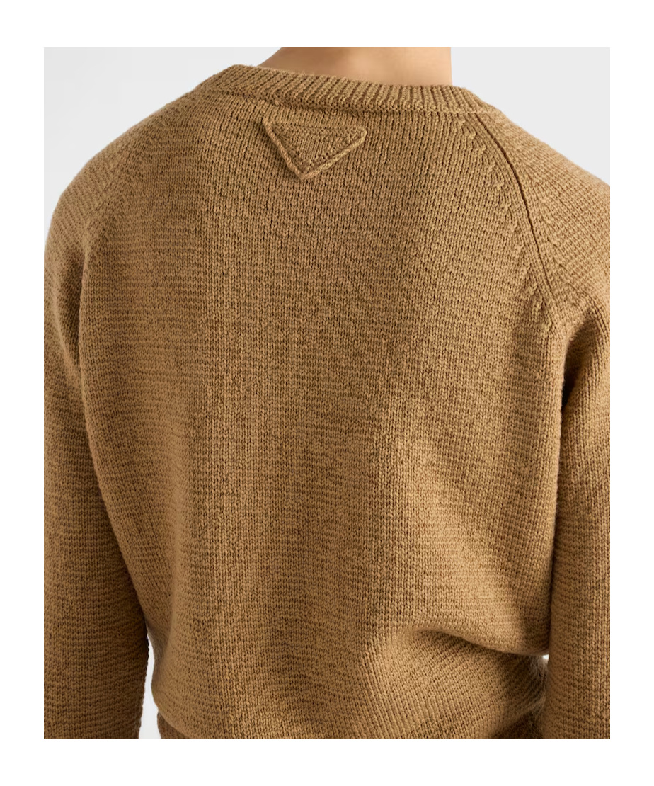 Prada Wool Crew-neck Sweater In Brown