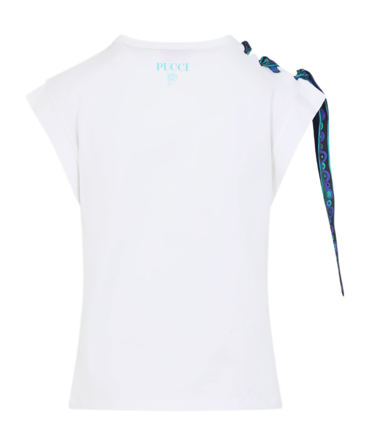 Emilio Pucci Short Sleeve T-shirt With Printed Drawstring In White