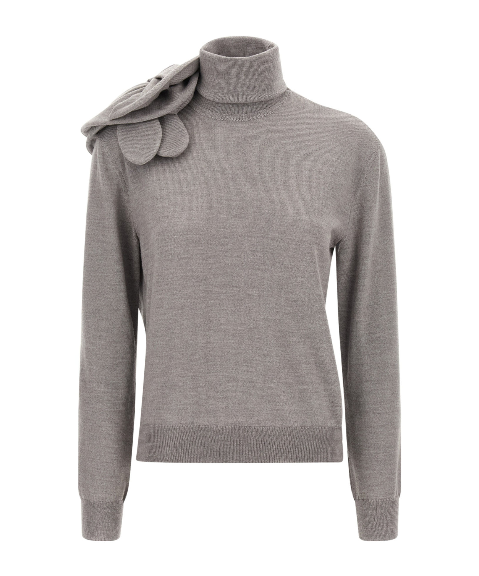 Moschino Floral Design Knit Sweater Turtleneck In Gray