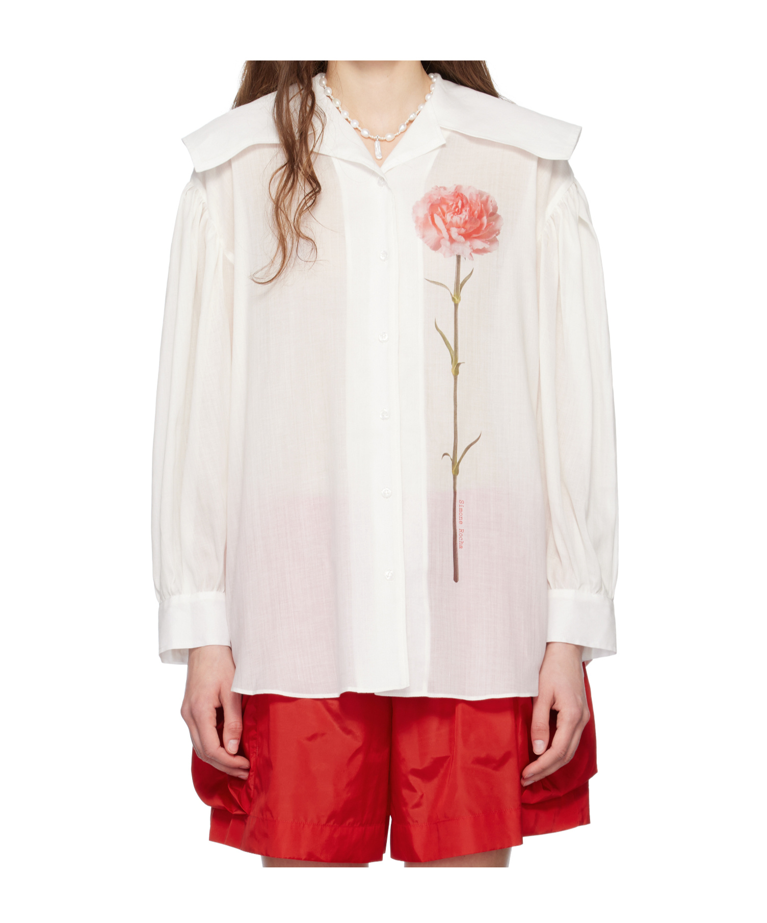 Simone Rocha Long Sleeve Shirt In White