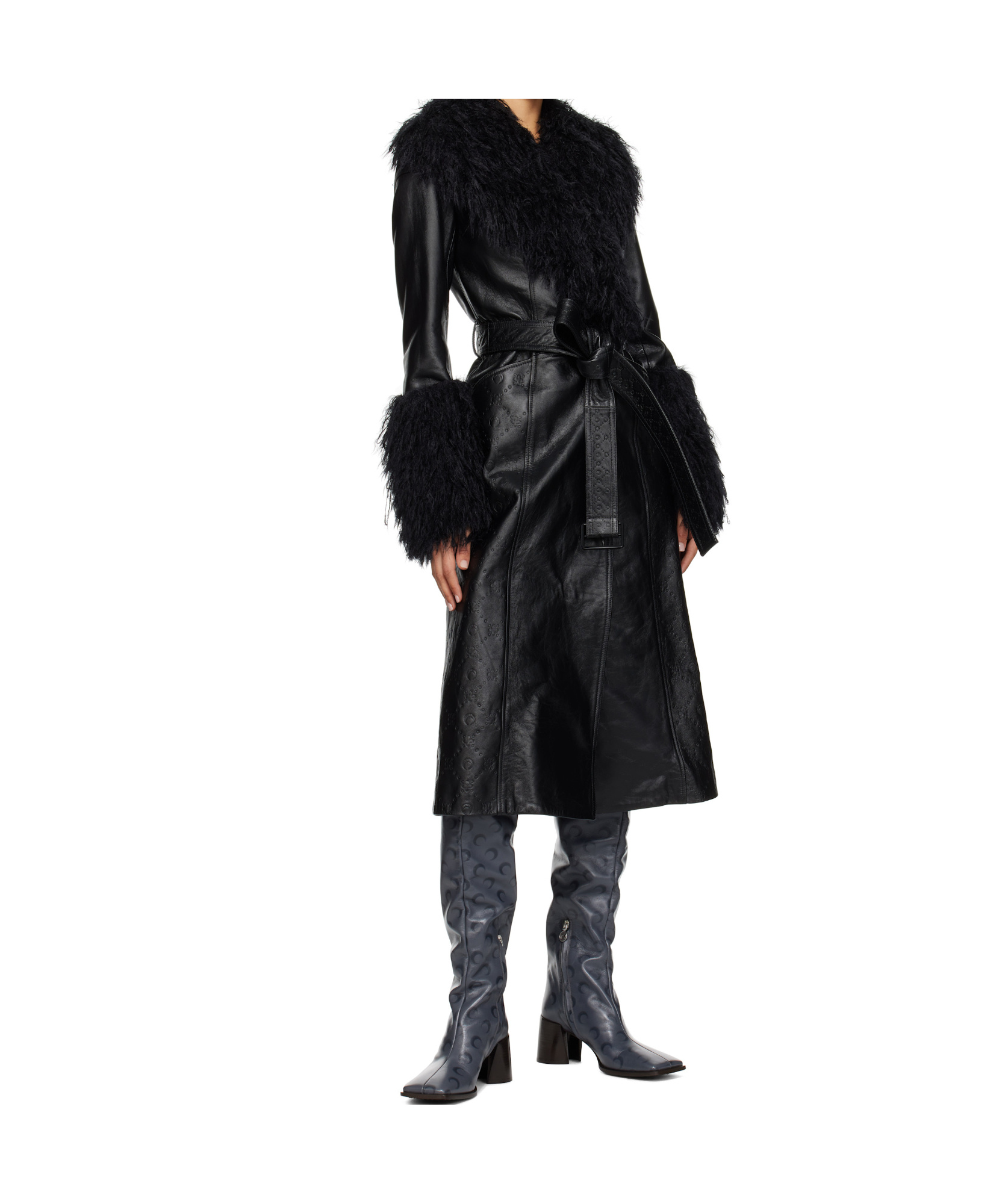 Marine Serre Square-toed Boots In Black