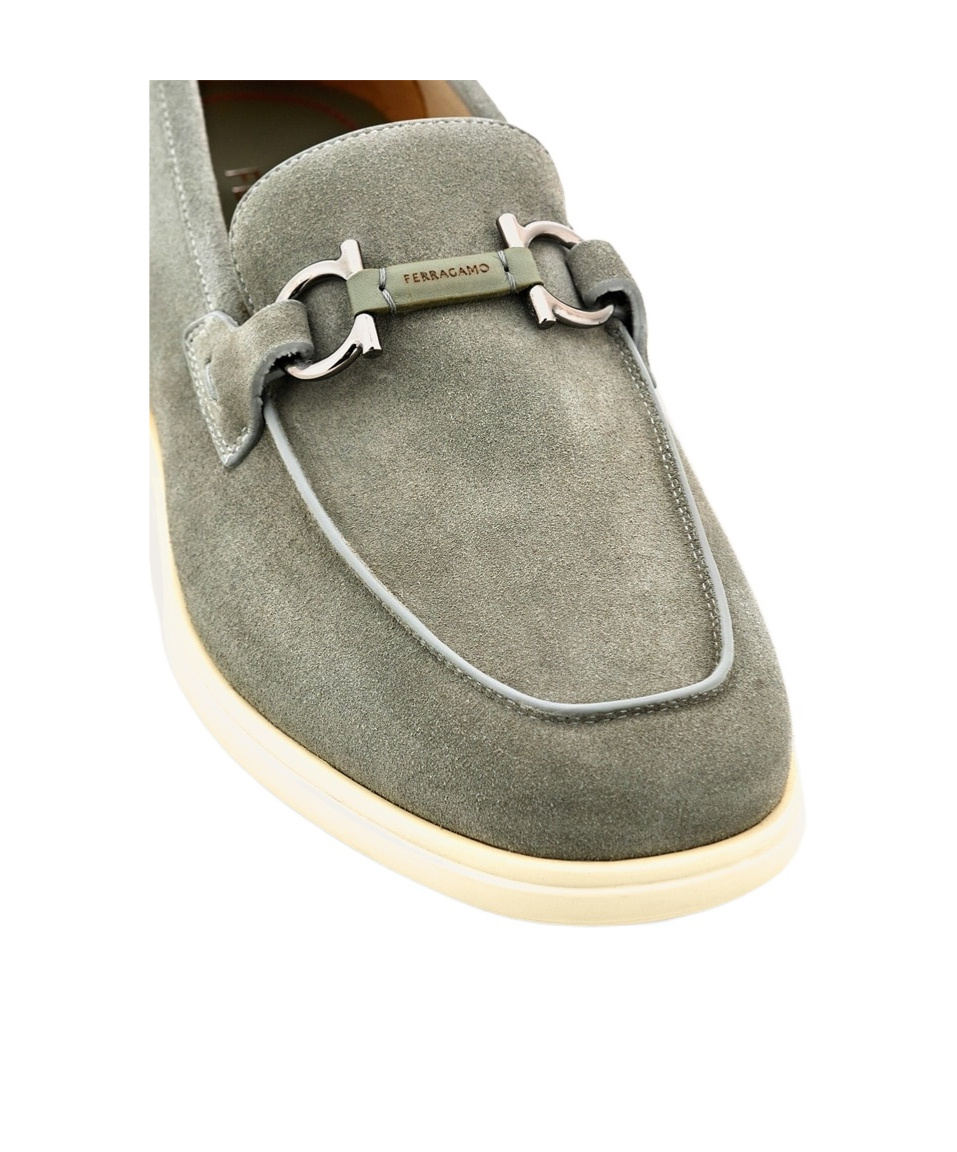 Ferragamo Casual Loafer With Gancini Ornament In Gray