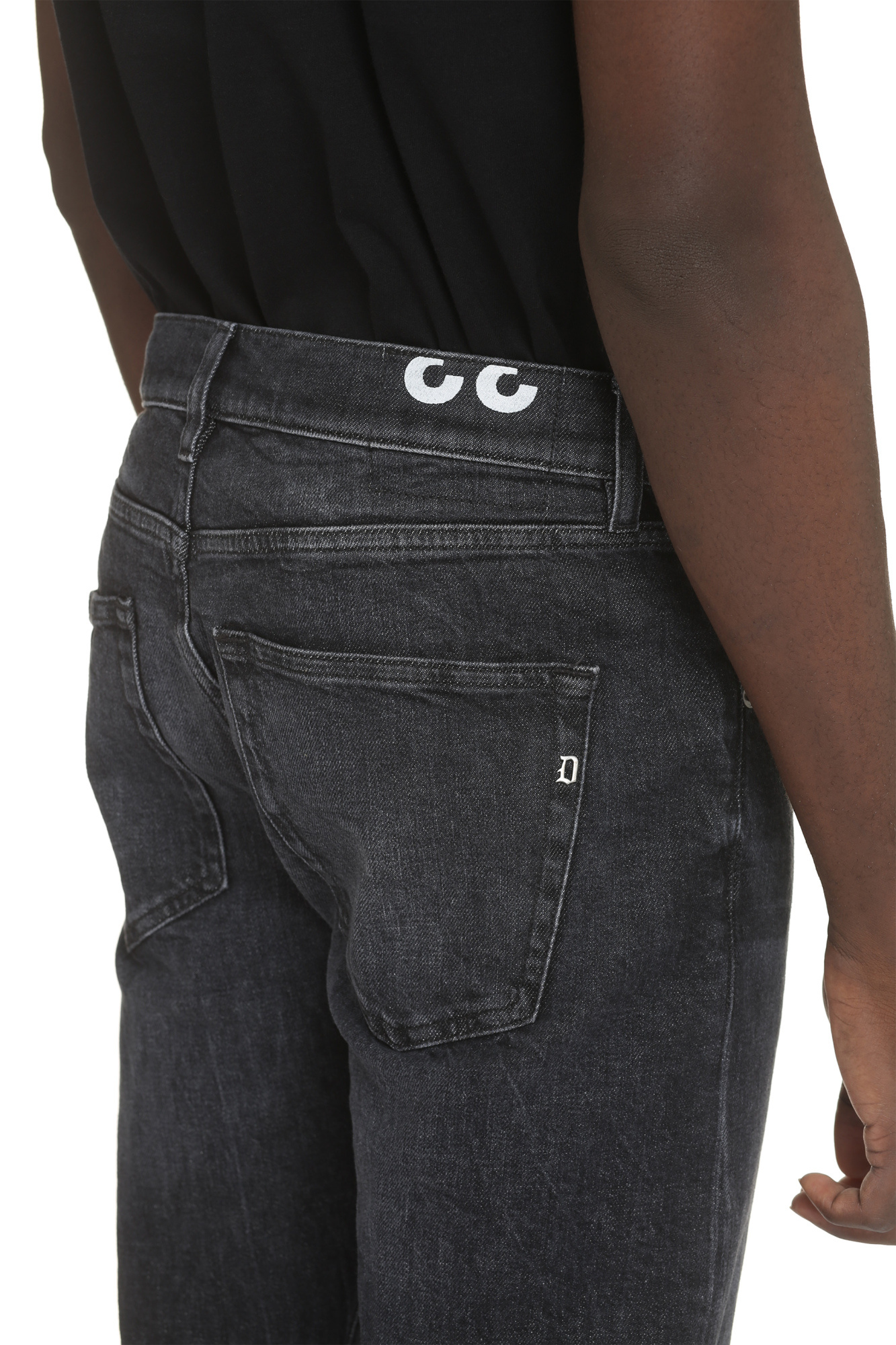 Dondup Stretch Cotton Jeans Roll-up Cuffs In Black