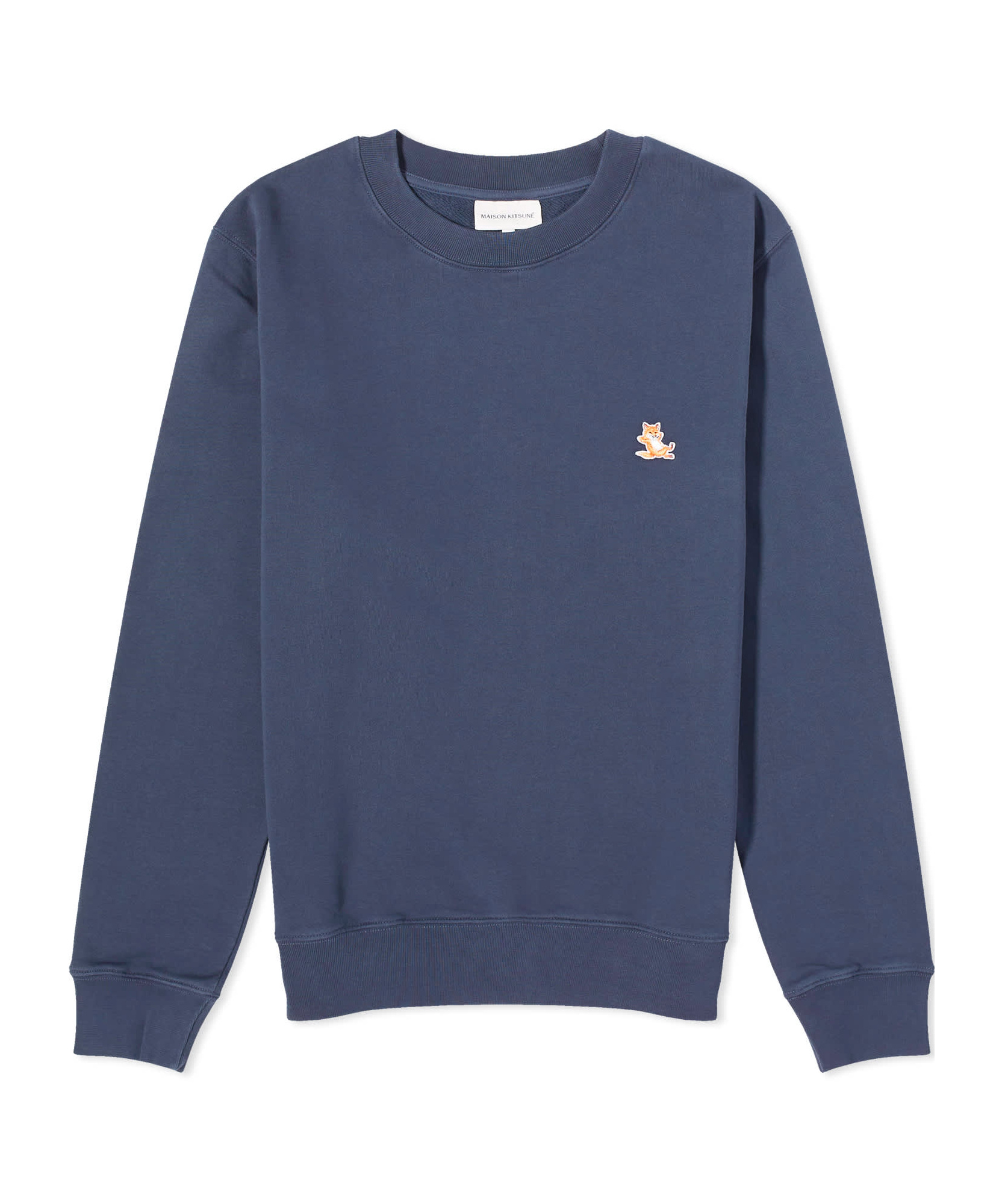 Shop Maison Kitsuné Chillax Fox Patch Crewneck Sweatshirt In Blue