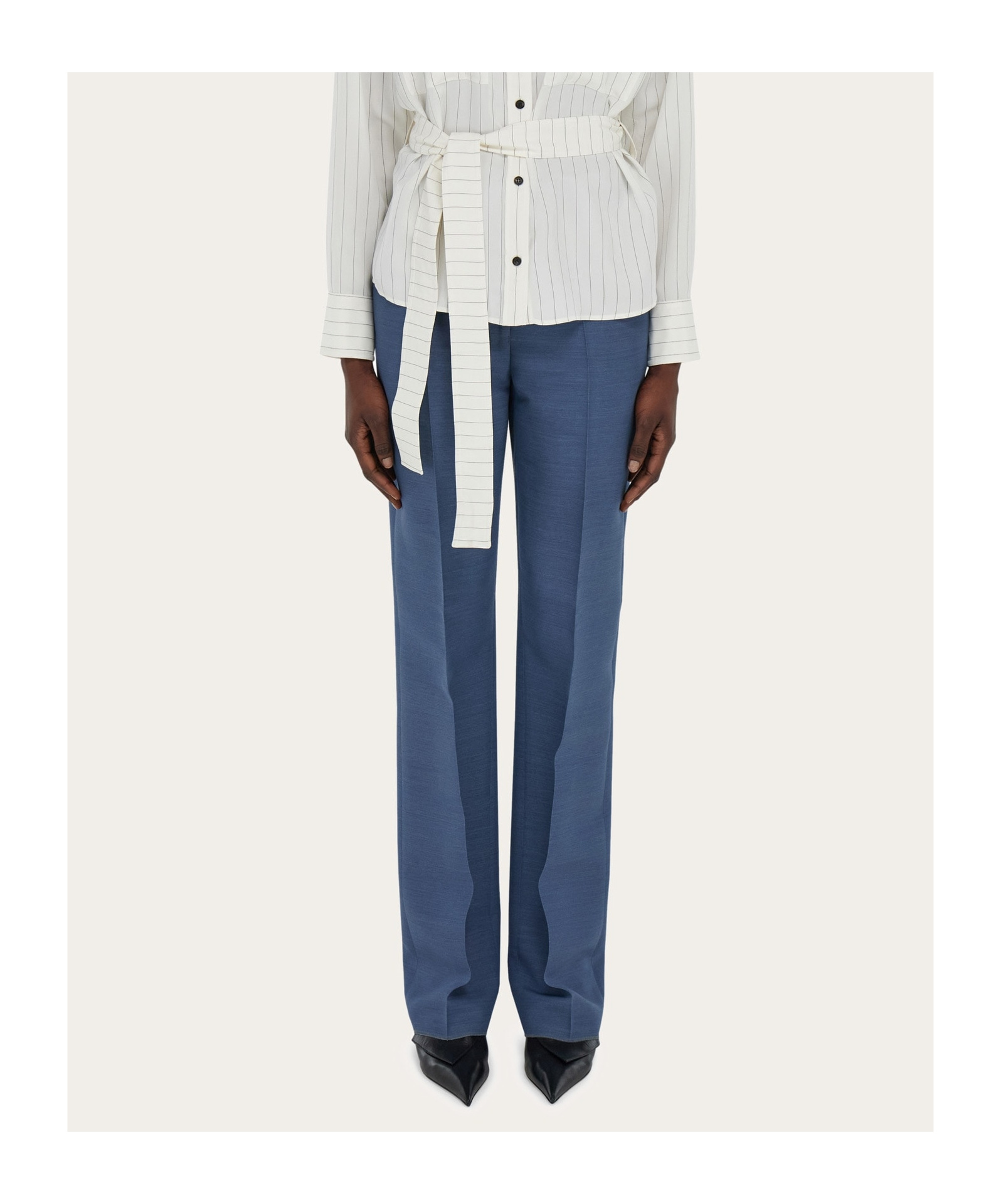 Ferragamo Wool Faille Trouser In Blue