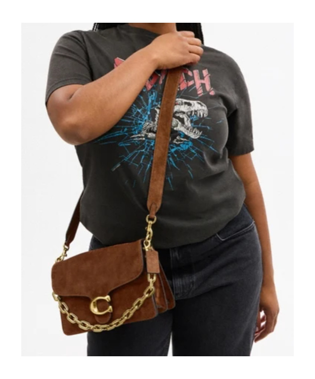 Coach Tabby Chain Suede Leather Shoulder Bag In Brown