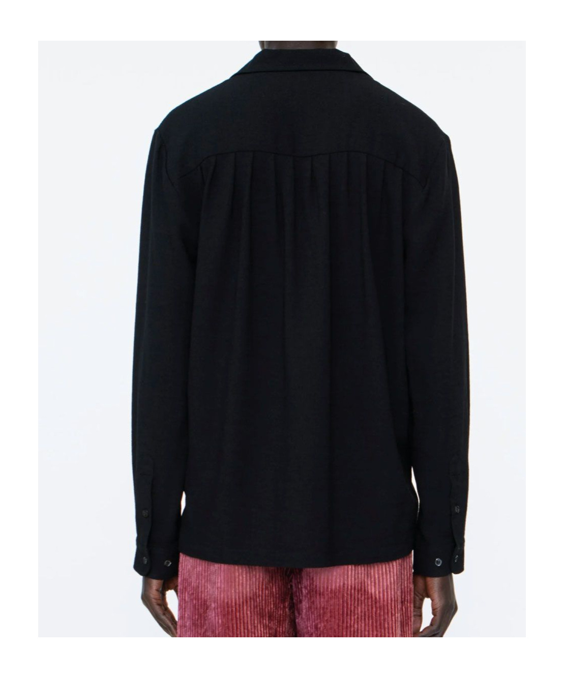 Séfr Wes Shirt Perforated Long-sleeve Shirt In Black