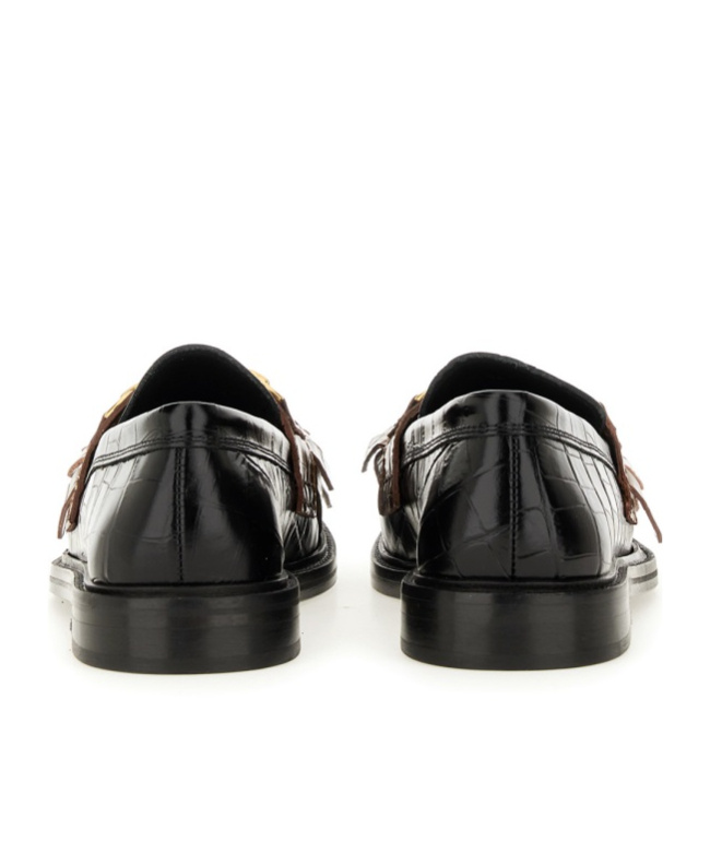 Moschino Crocodile-embossed Leather Moccasin In Black