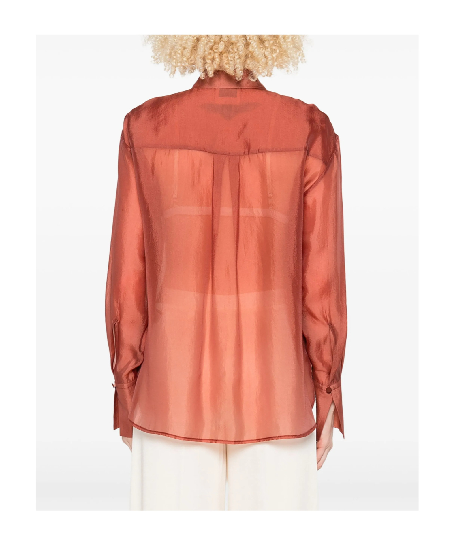 Forte Forte Contemporary Organza Masculine Shirt In Brown