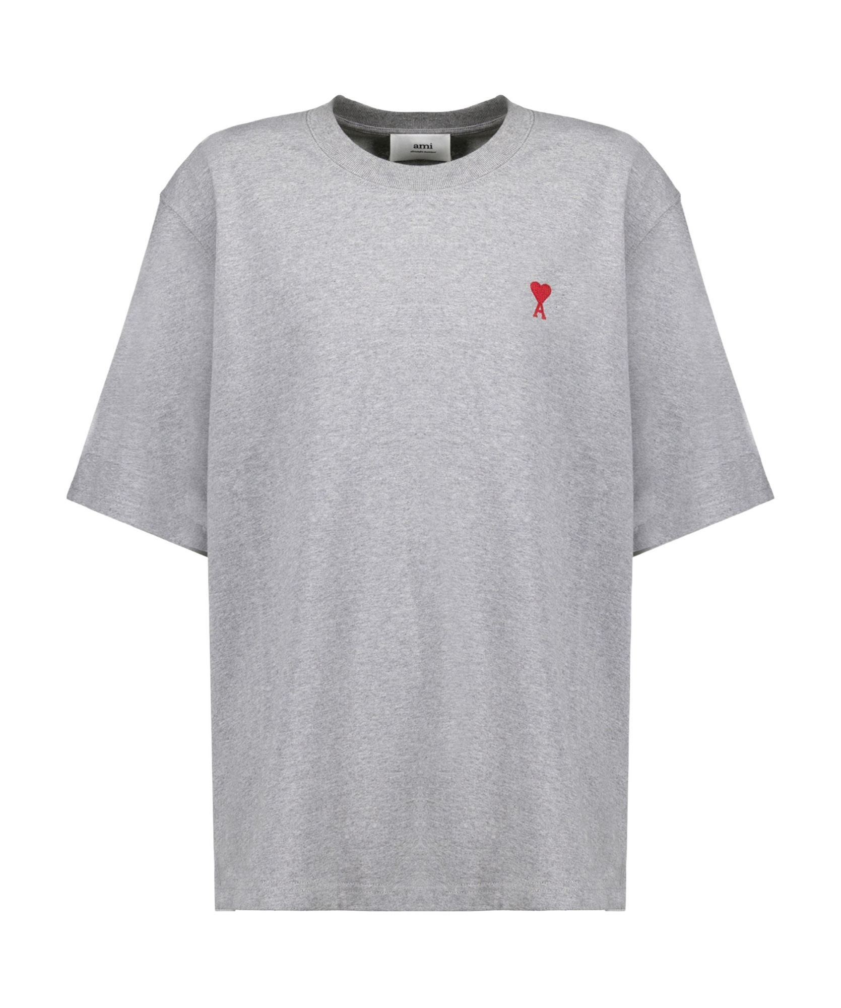 Ami Alexandre Mattiussi Ami Paris Ami De Coeur Logo Embroidered Crewneck T-shirt In Gray