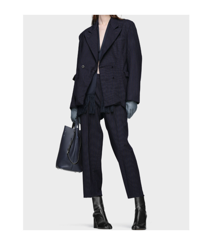 Maison Margiela Pleated Pinstripe Pants In Black