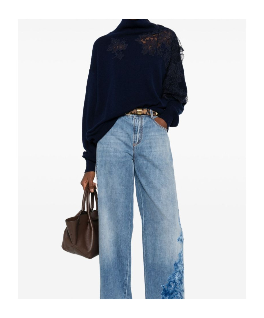 Ermanno Scervino Long-sleeved Sweater In Blue