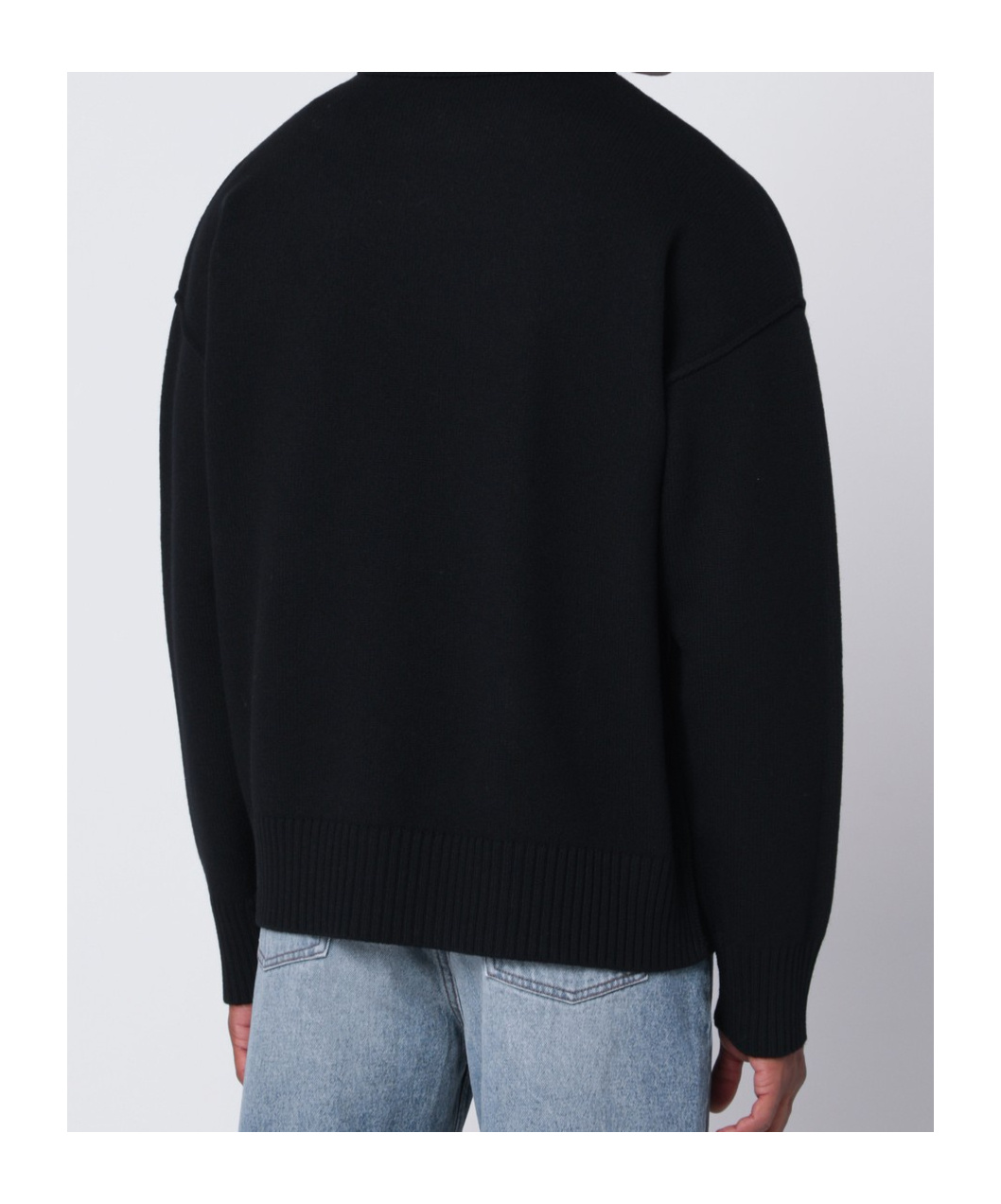Ami Alexandre Mattiussi Ami Paris Wool Sweater With Heart Intarsia Design In Black