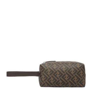 Shop Fendi Brown Ff Canvas Toiletry Case In Black