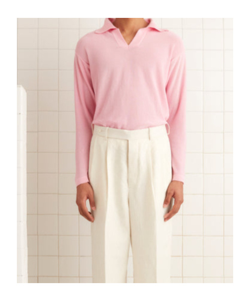Bode Boxy Long Sleeve Polo In Multi