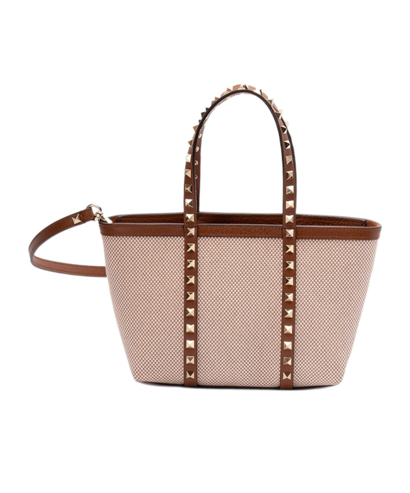Valentino Small Shopping Bag Rockstud In Nude