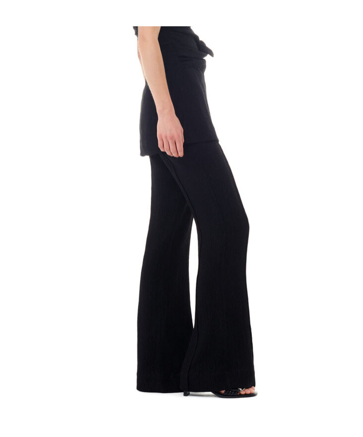Ganni Viscose Stretch Crepe Flared Pants In Black In Black
