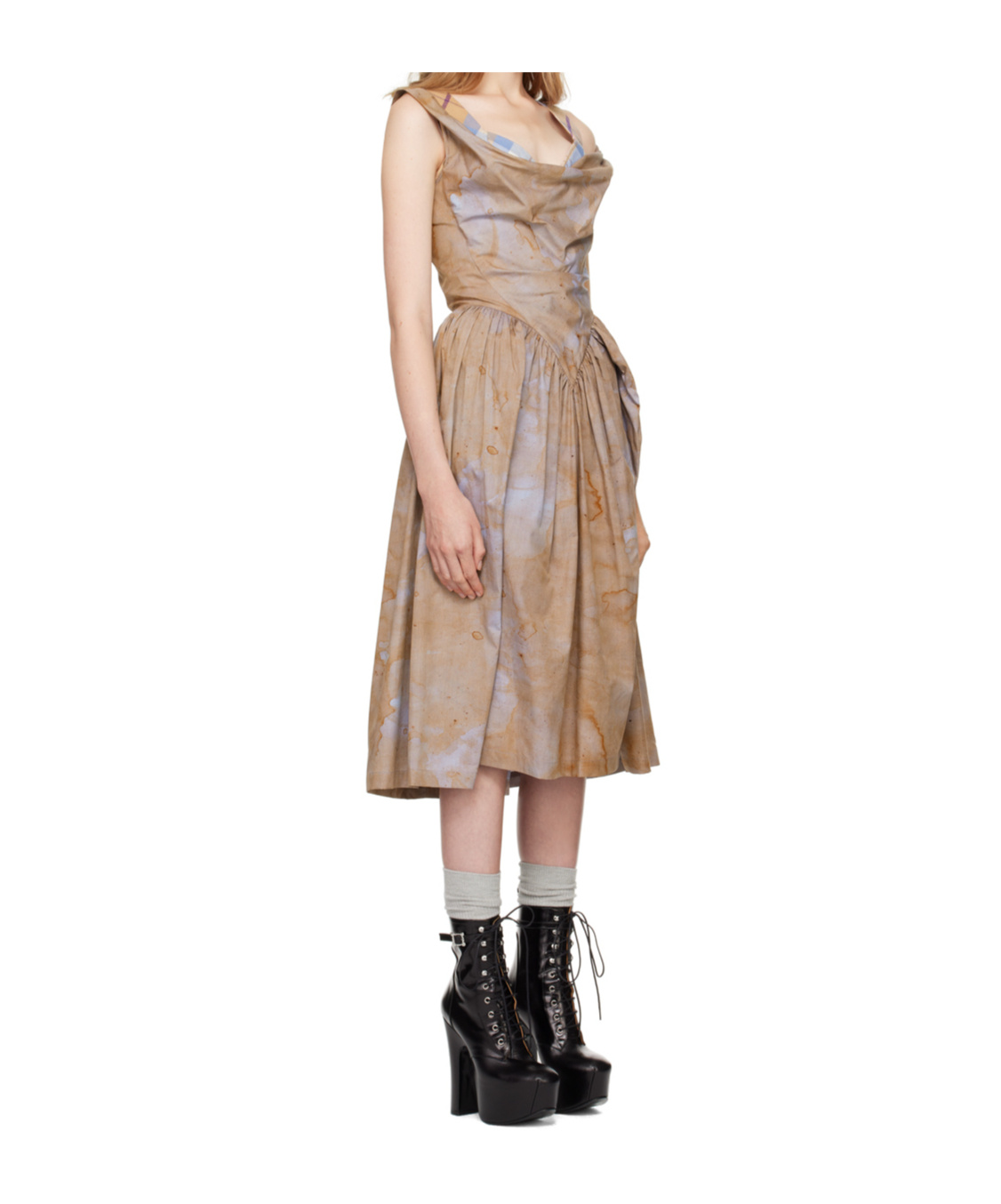 Vivienne Westwood Ssense Exclusive Capsule Brown Sunday Midi Dress In Small Stains