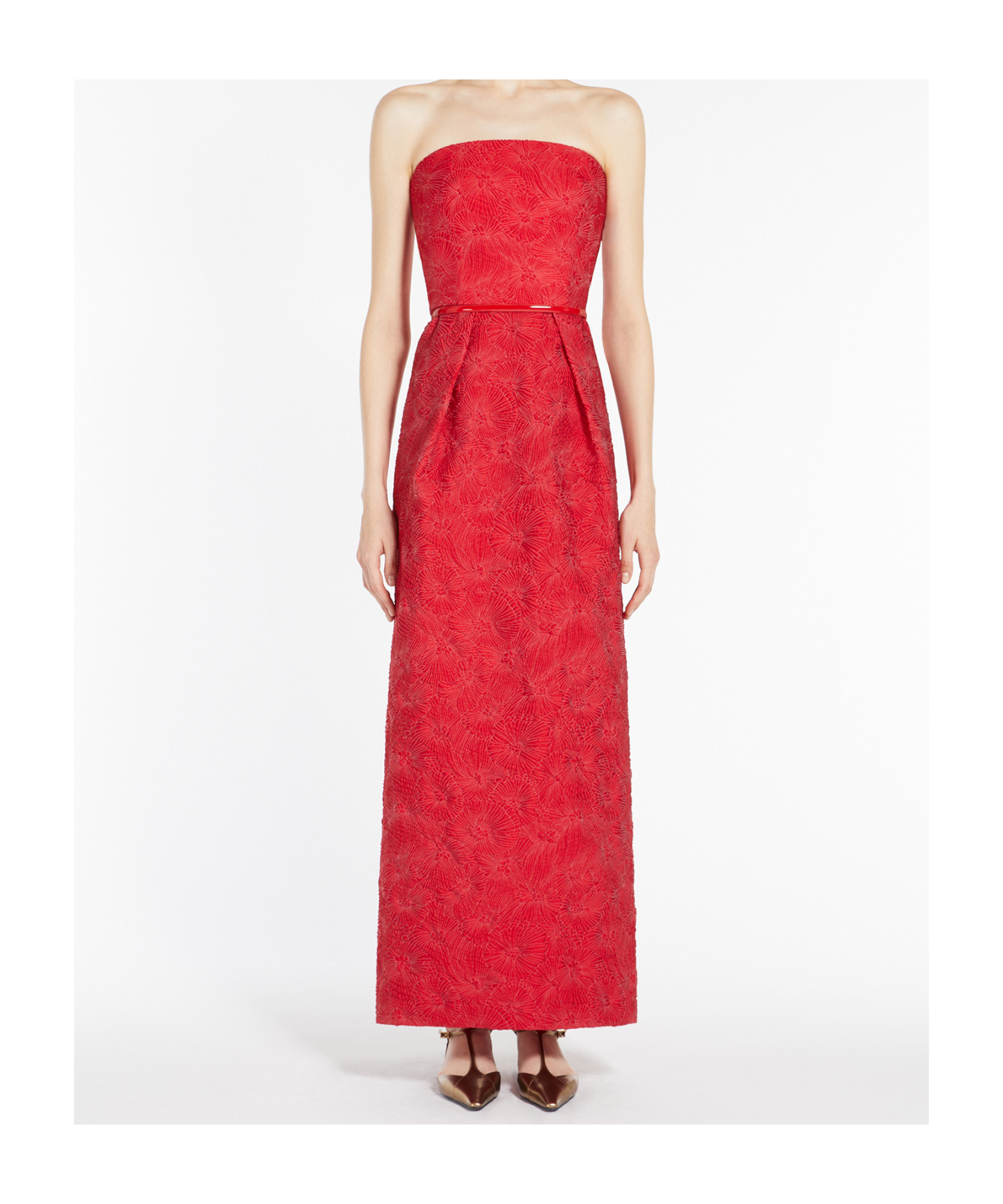 Max Mara Seersucker Corset Dress In Red