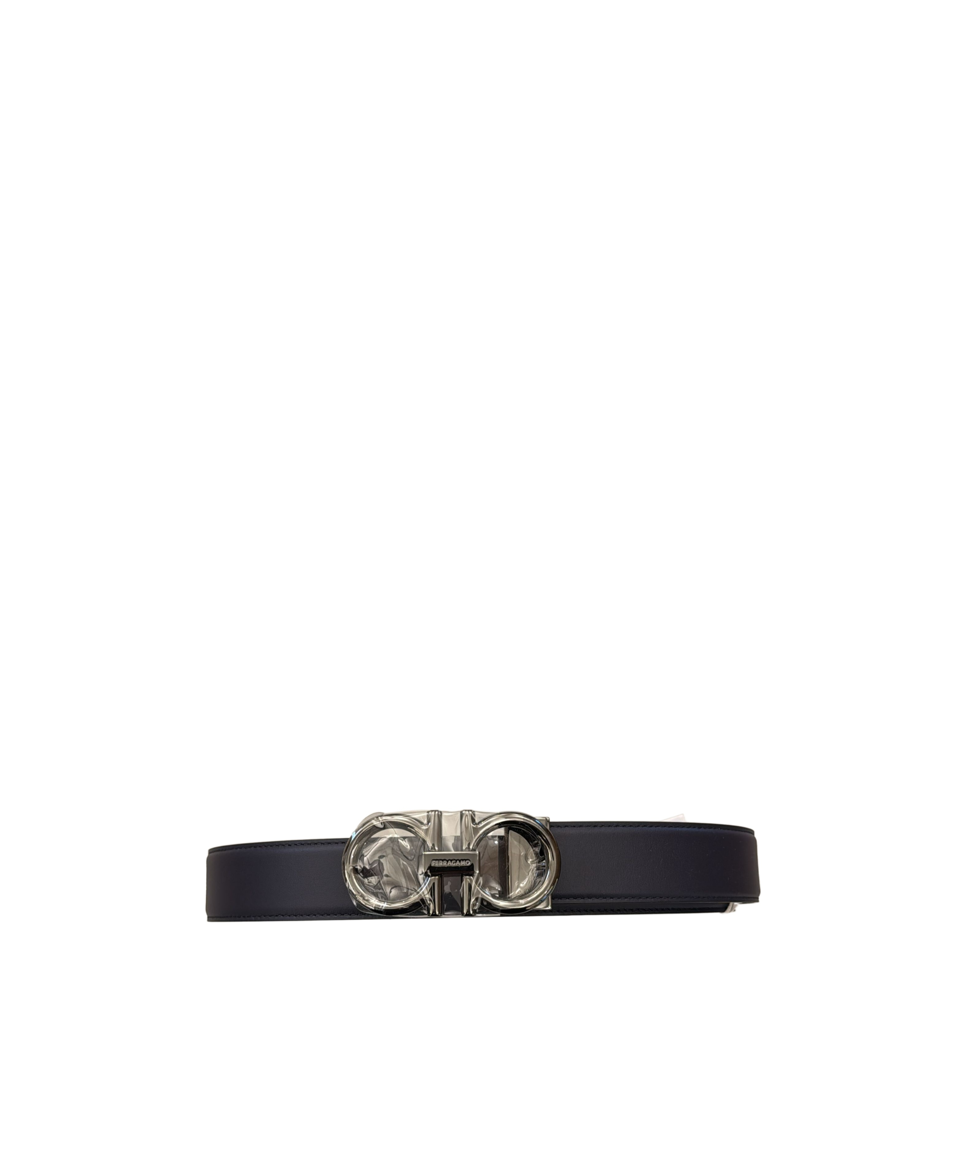 Ferragamo Gancini Reversible Adjustable Belt In Black