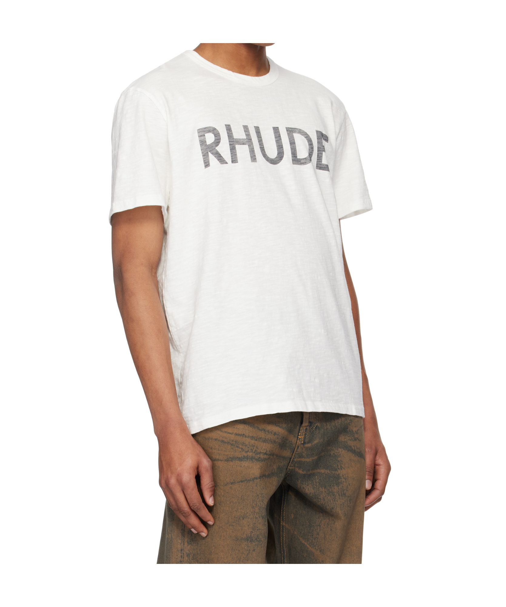 Rhude Logo Slub T-shirt In White