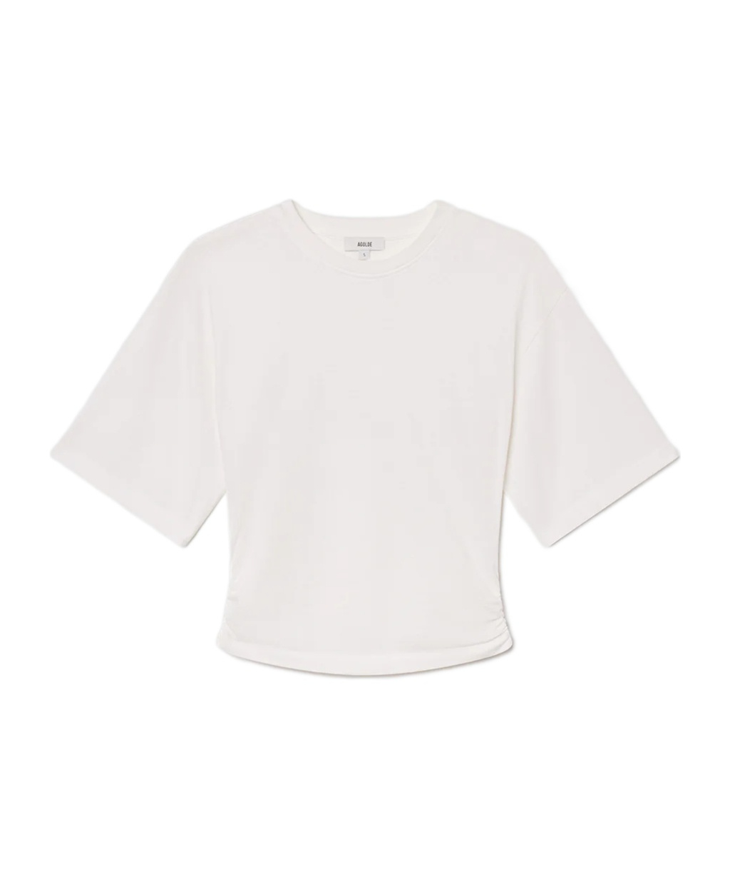 Agolde Britt Flared Sleeved T-shirt In White