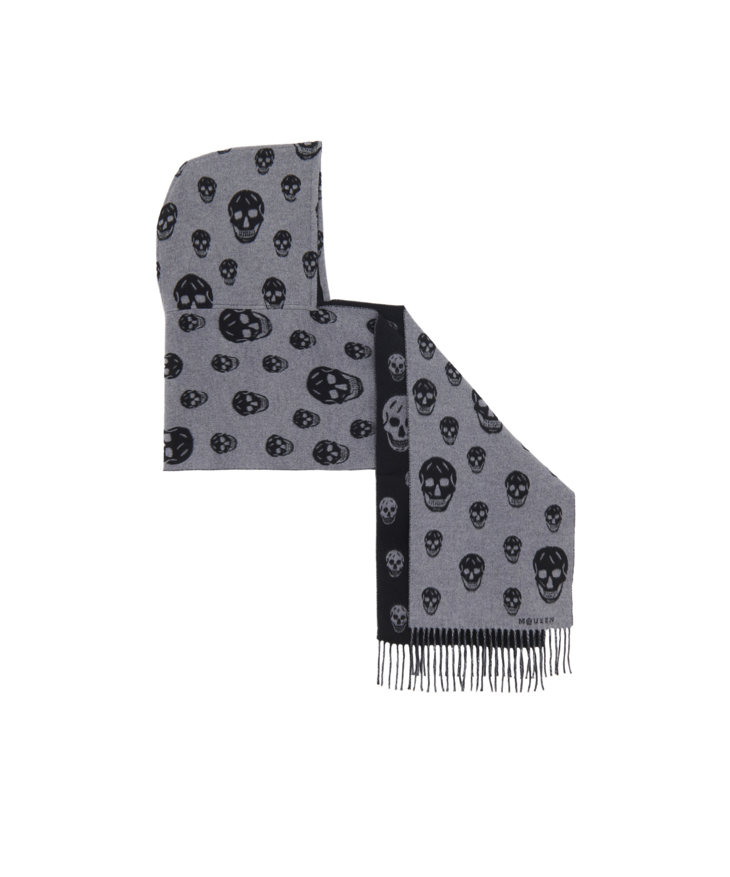 Alexander Mcqueen Women's Reversible Hood Skull Scarf In Graphite/black In Black