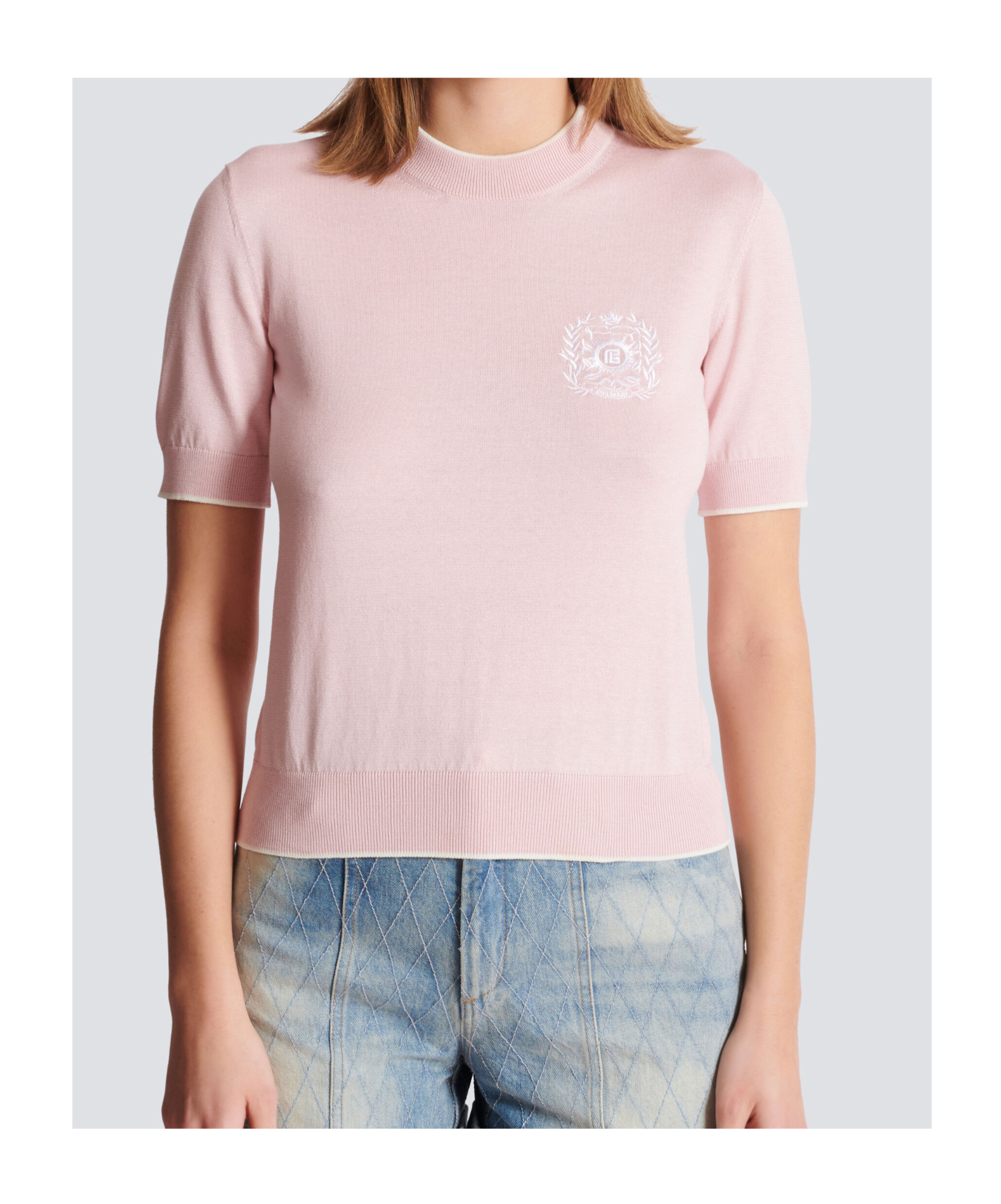 Balmain Silk-cotton Embroidered Knit Top