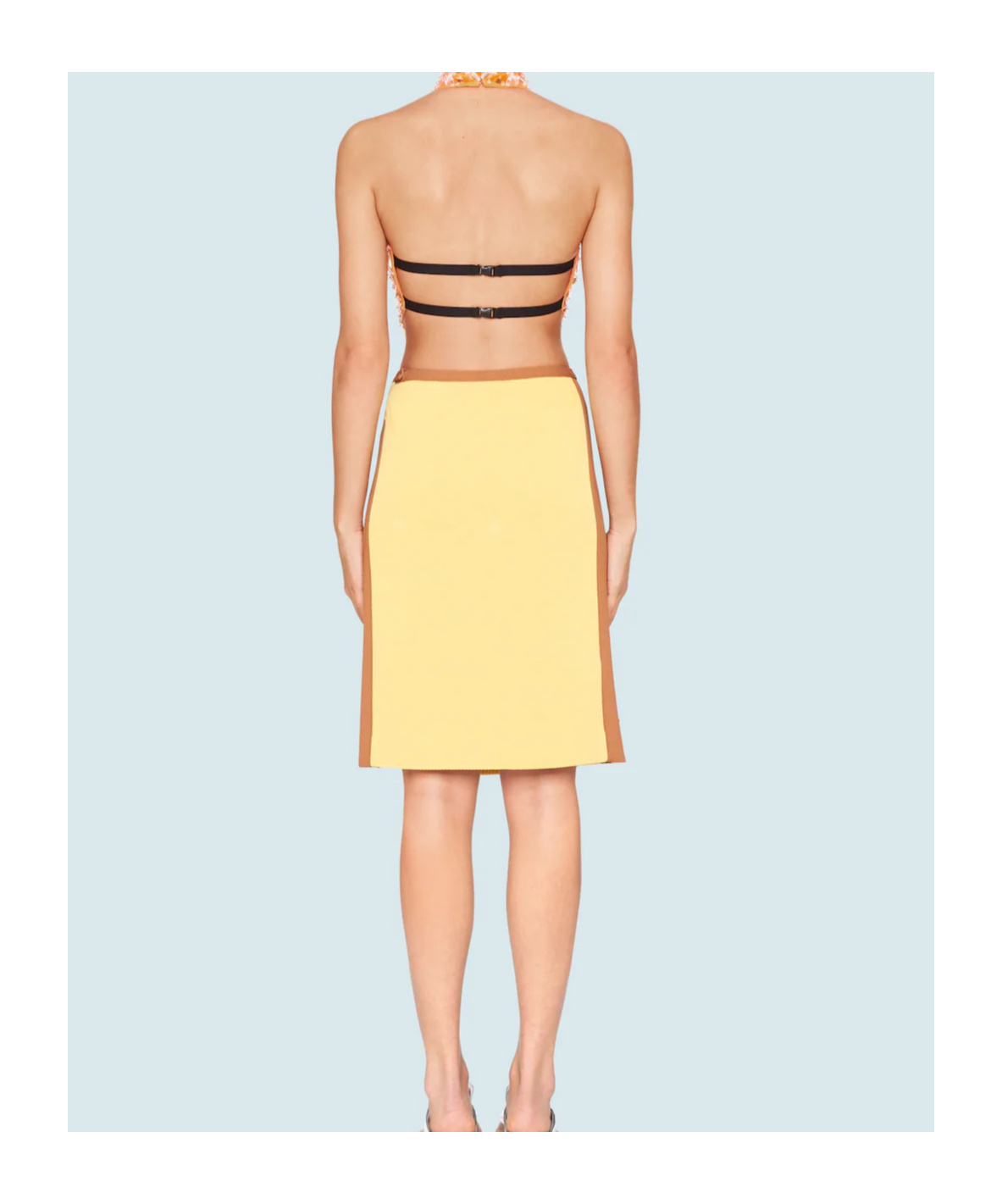Miu Miu Knitted Midi Skirt In Yellow