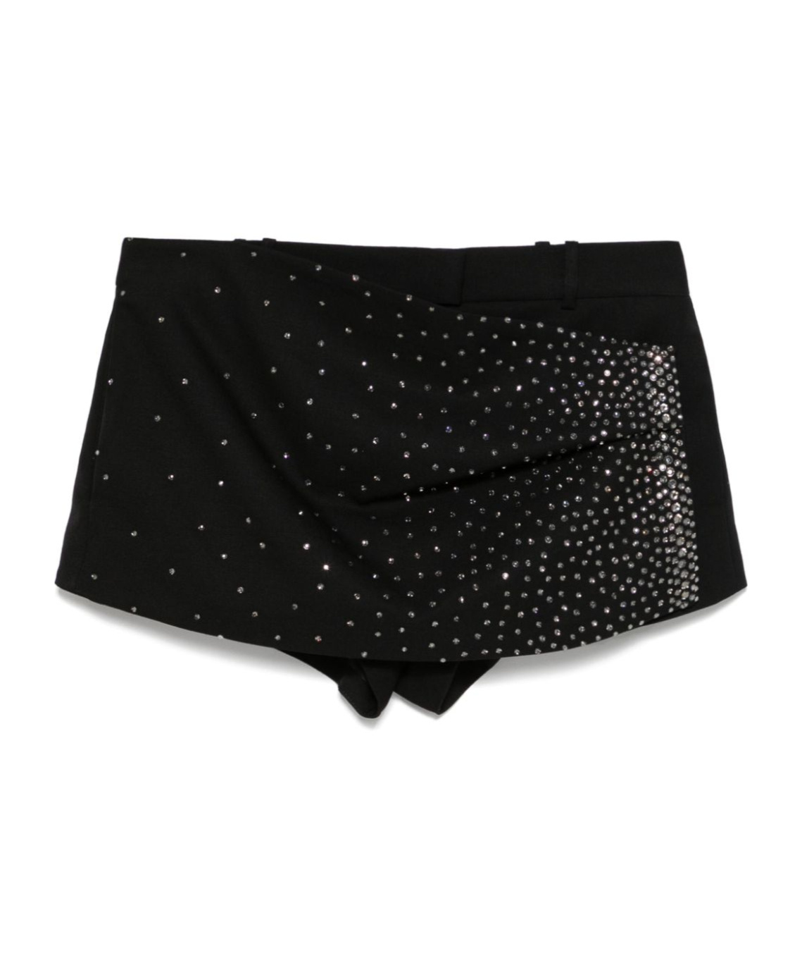 Shop Attico The Embellished Pleat Mini Shorts In Black