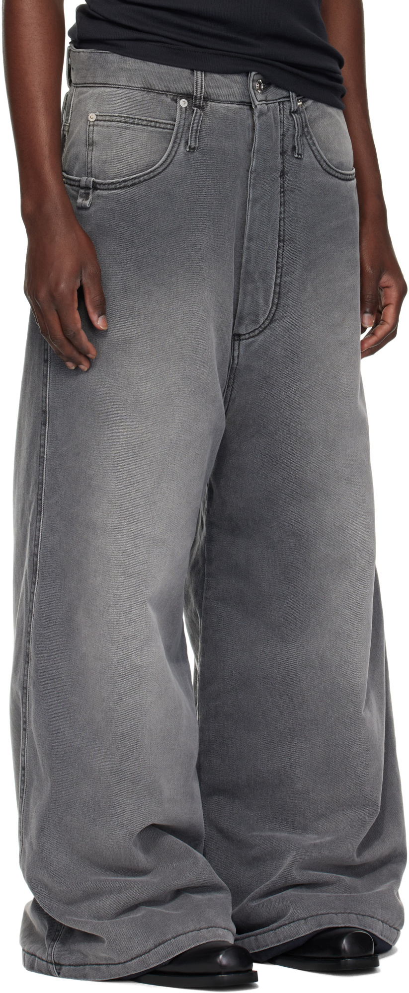 Lu'u Dan Non-stretch Wide-leg Jeans In Gray