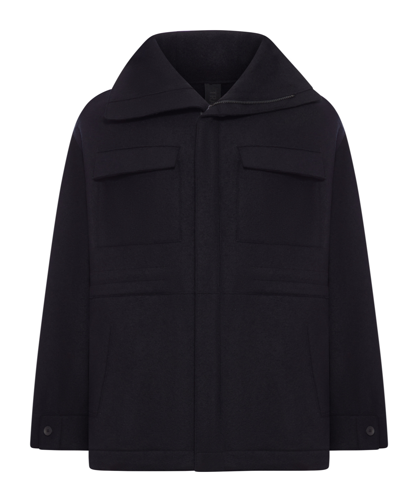 Transit Loose Fit Zip-up Sahara Jacket In Virgin Wool Cloth In Black