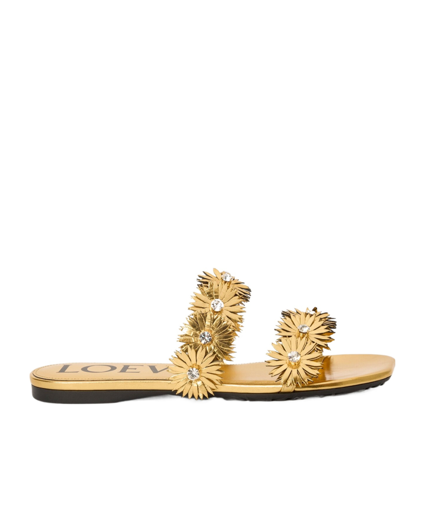 Loewe Petal Flower Sandal In Calfskin And Crystals In Multi