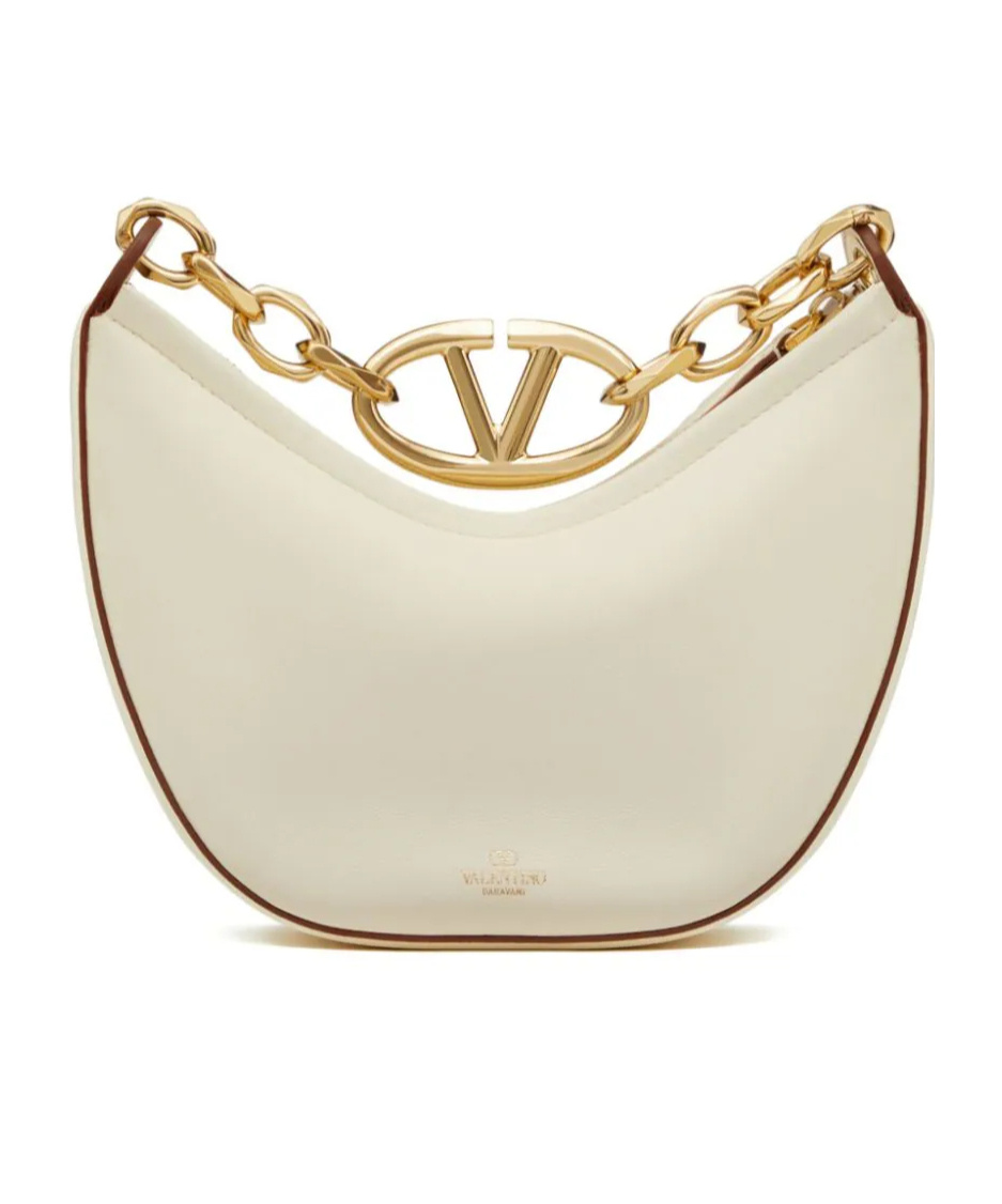 Valentino Garavani Vlogo Moon Zip-up Mini Shoulder Bag In Nude