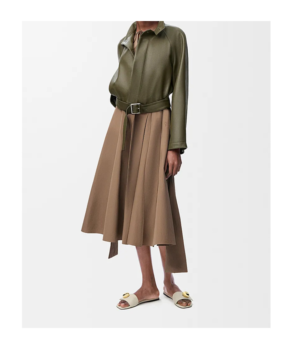 Loewe Womens Beige Wrap-tie Sleeveless Cotton Midi Dress In Brown