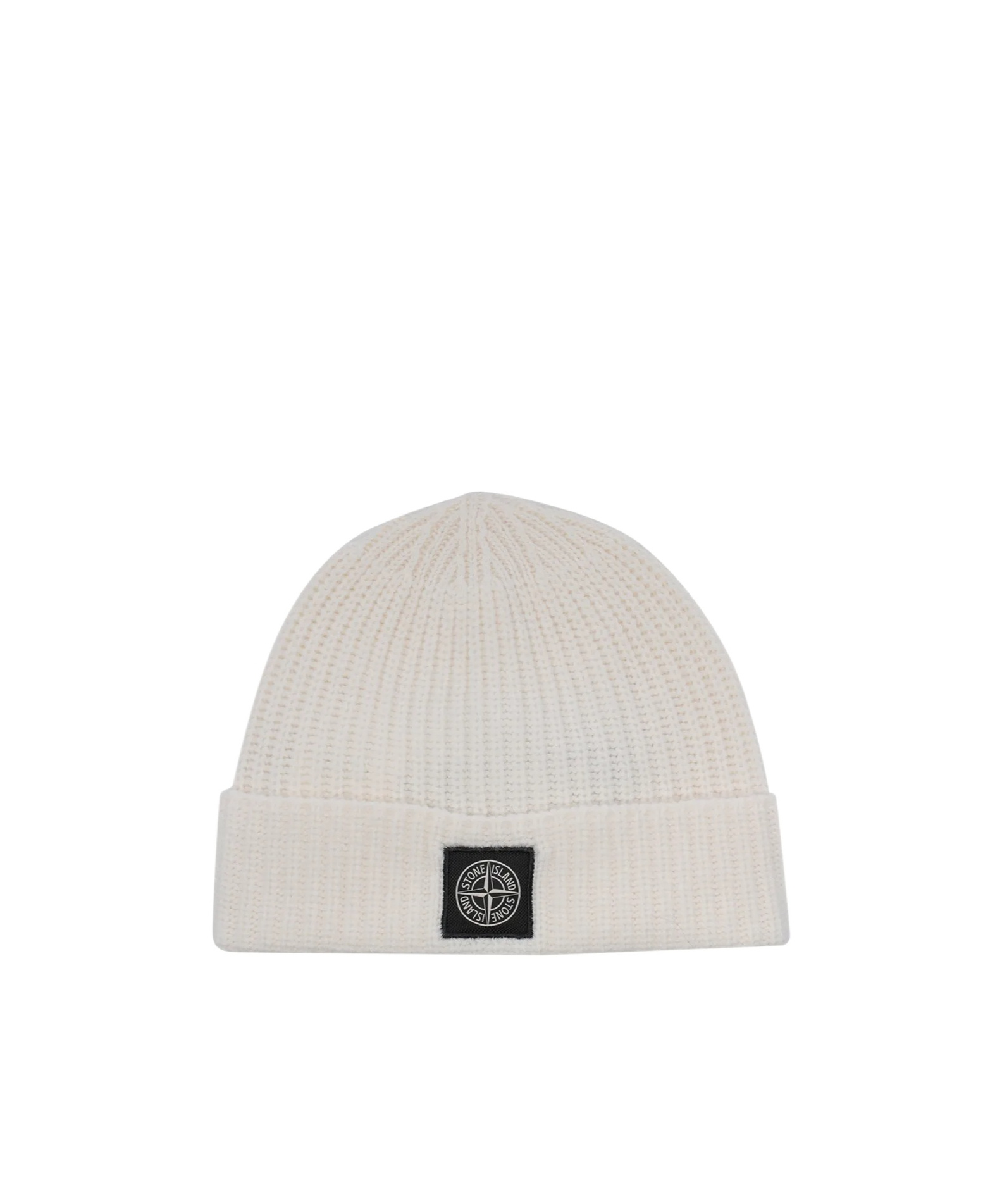 Stone Island Compass-patch Fisherman's-knit Beanie In White