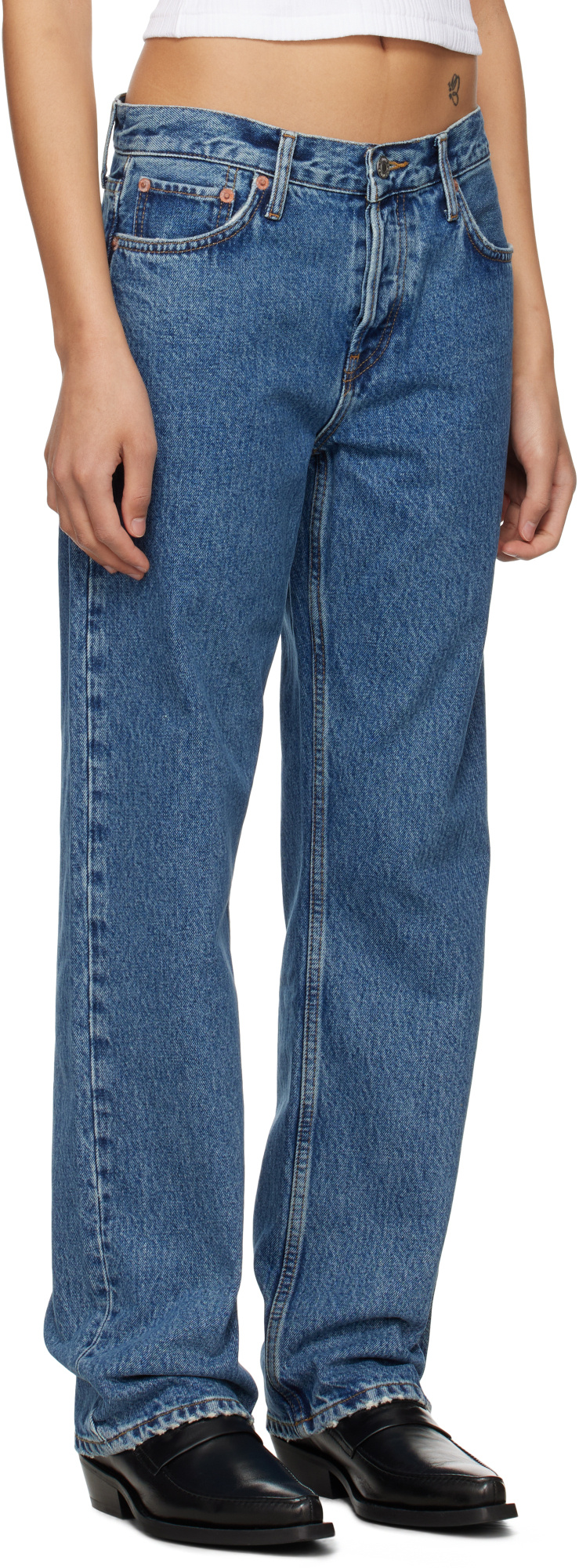 Re/done Straight Jeans In Blue