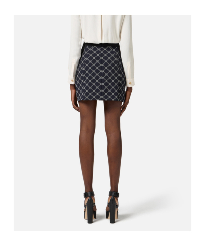 Elisabetta Franchi All-over Printed Mini Skirt In Black