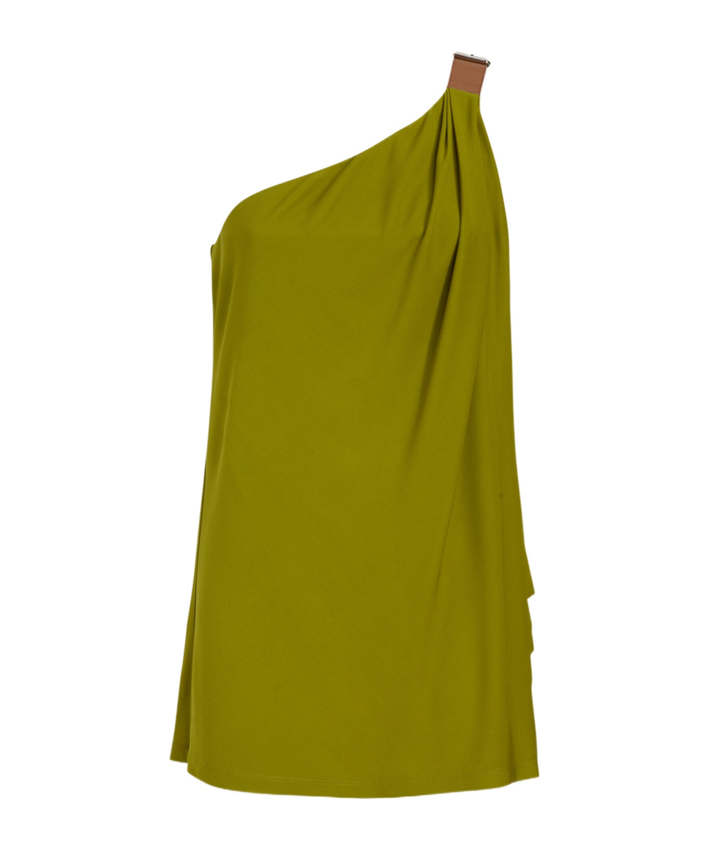 Alberta Ferretti One Shoulder Draped Detail Dress In Green